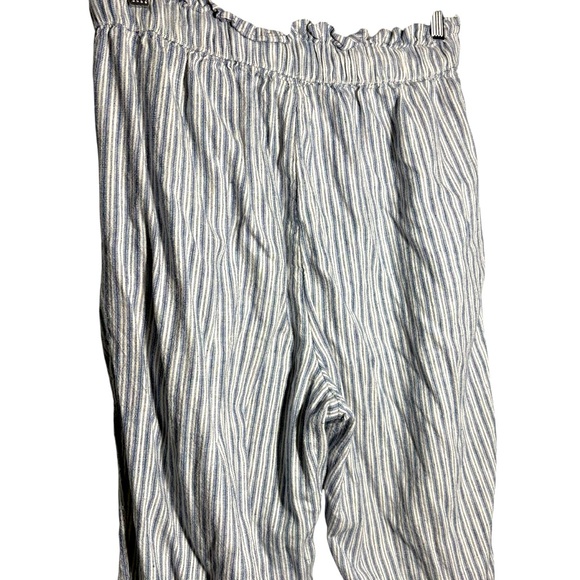 AMERICAN EAGLE | Womens Blue Striped Linen Blend Drawstring Pull On Pants size L - Picture 15 of 15